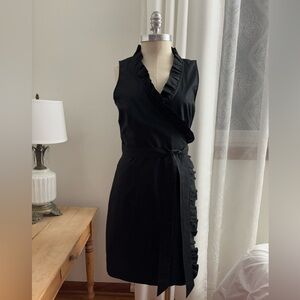 Trulli Black Sleeveless Wrap Dress, EUC, Size 10